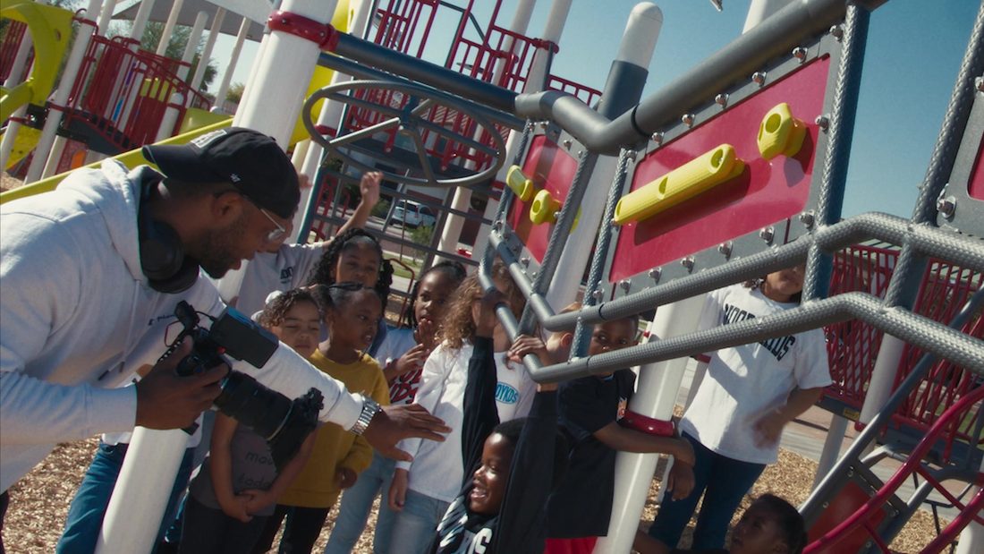 Filming the kids on the playground