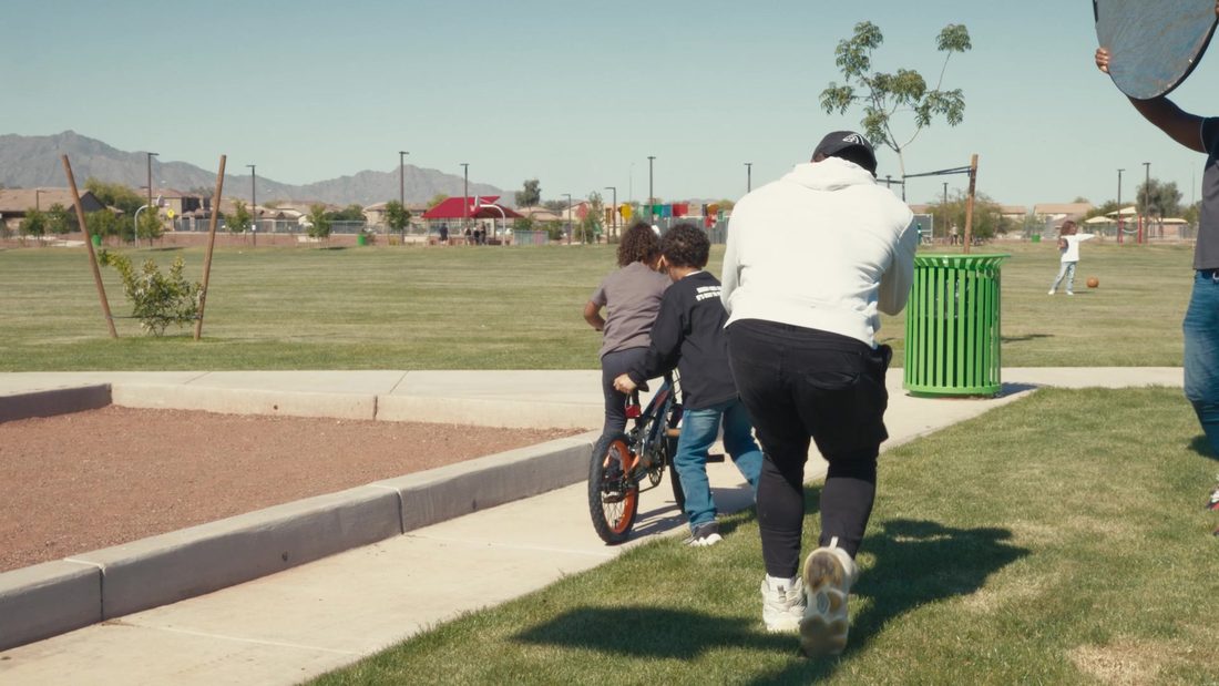 Following the bike shot