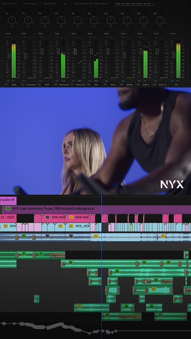Sound design on the timeline in the edit